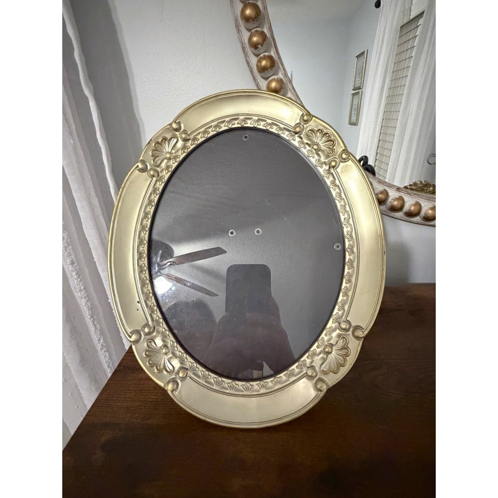 Vintage Decorel Oval 8x10 Picture Frame Gold Floral Ornate Tabletop 12"